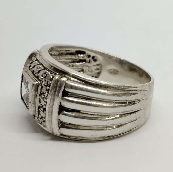 Sterling Silver Ring with Square Cut Cubic Zirconia #S0048