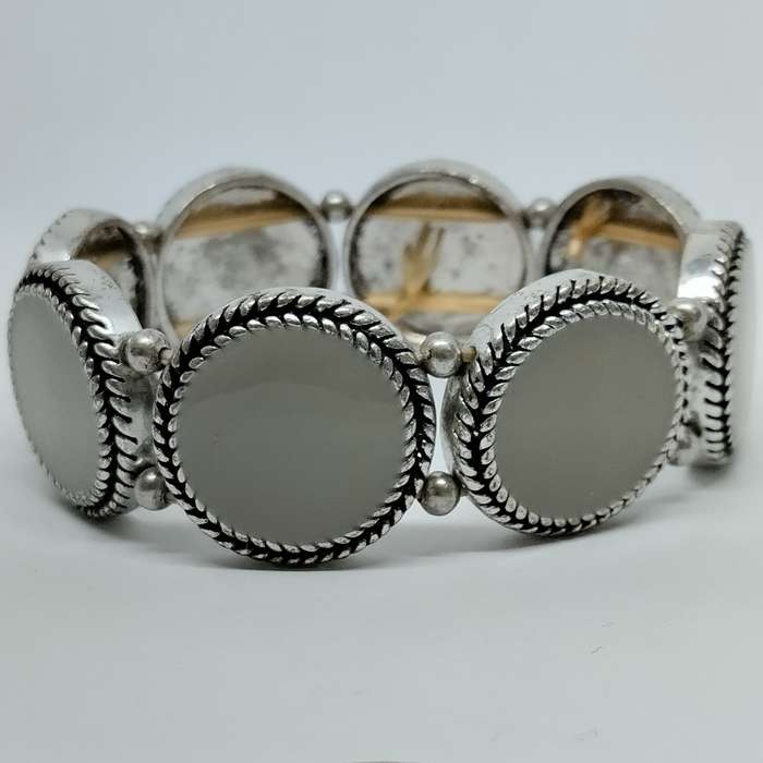 Grey Enamel Stretch Bracelet #F0100