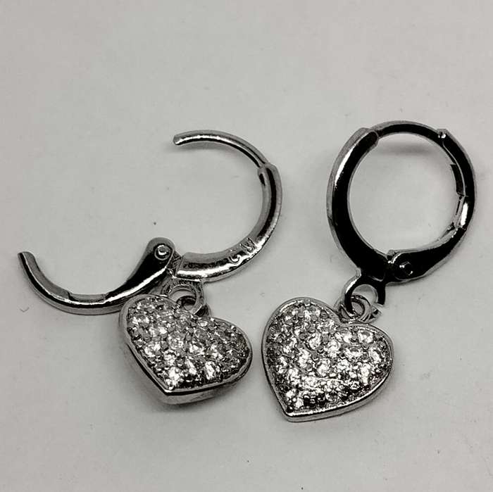 Dainty Silver Heart Costume Jewelry Earrings #F0123
