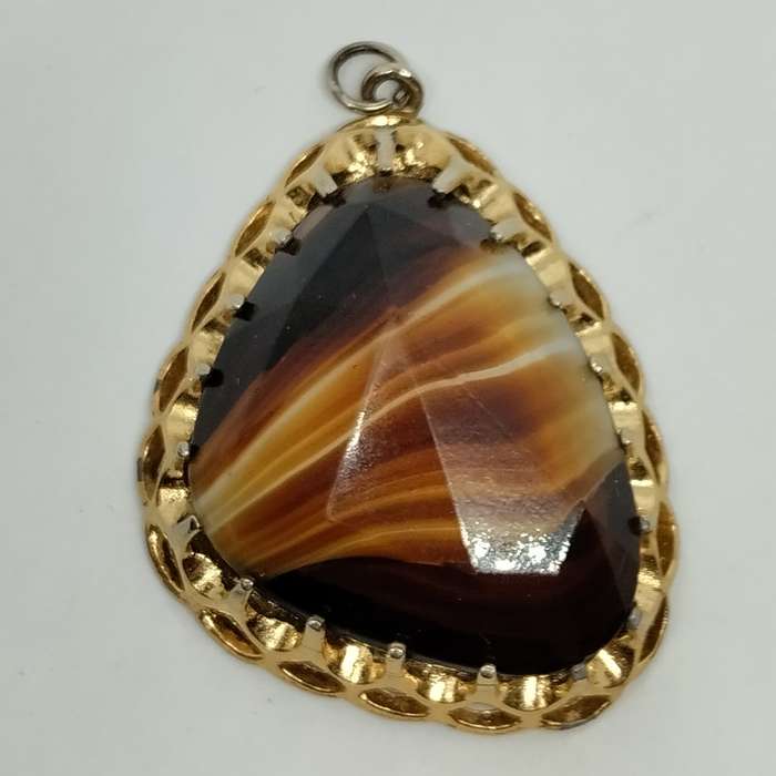 Glass Tigers Eye Inspired Pendant #F0122