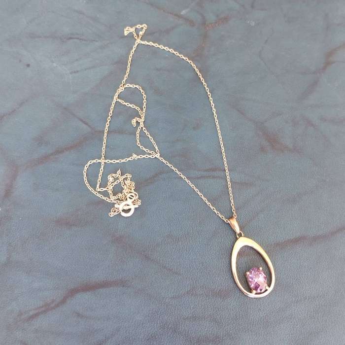 Sterling Silver Necklace & Gold Plated Pendant + Amethyst #WK006
