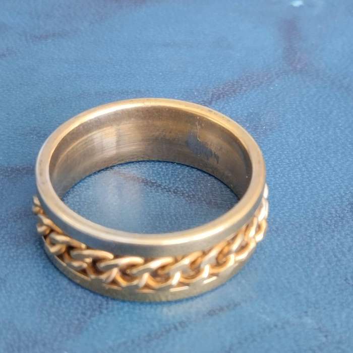 Stainless Steel Gold Plated Rotatable Men's Ring #WK0011