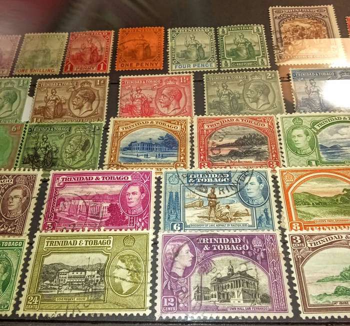 Trinidad/Trinidad and Tobago stamps on stock card