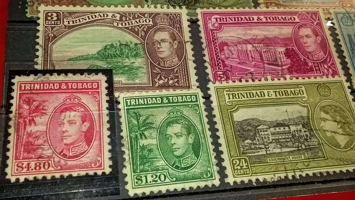 Trinidad/Trinidad and Tobago stamps on stock card