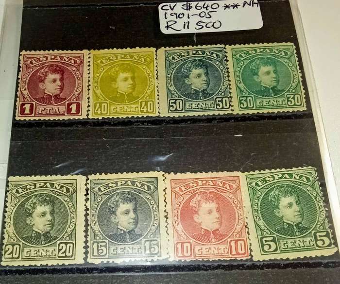 Spain stamps King Alfonso xiii MNH 1901-05