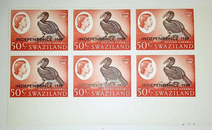 Block of 50c Hornbill Swaziland stamps MNH 1968 independence