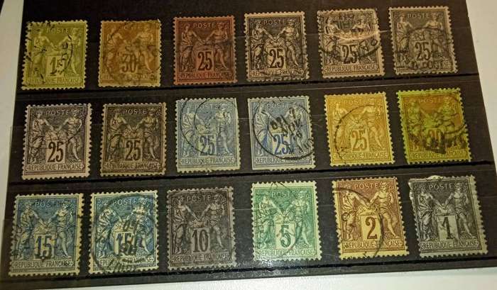 France stamps 1800s Peace and Commerce 1c to 1 Franc