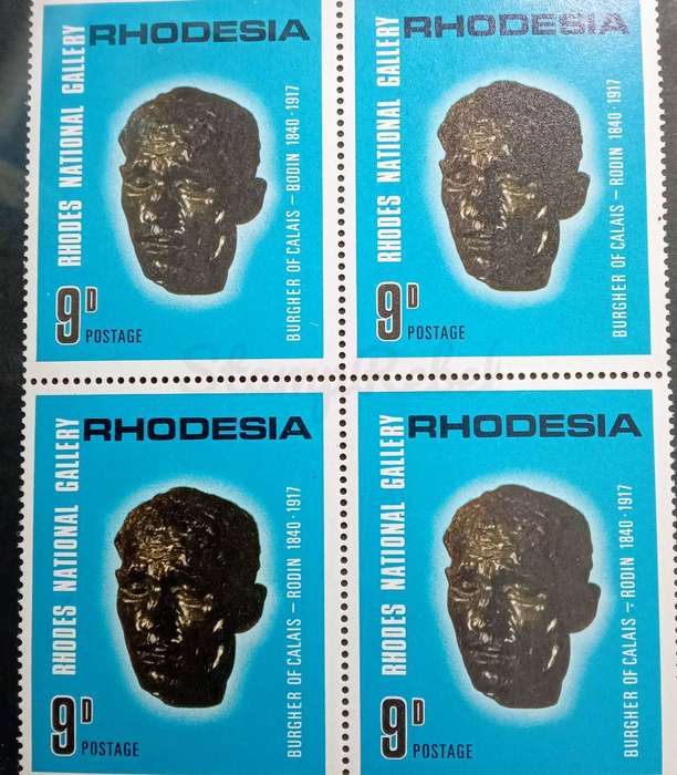 Block of Rhodesian stamps showing all three varieties SACC 172a/b and c MNH Burger of Calais