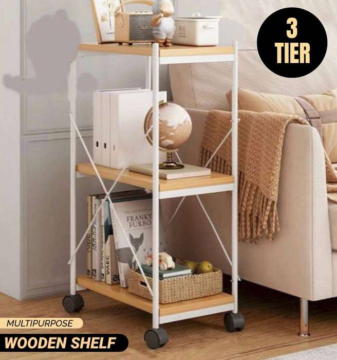 *_MULTI-PURPOSE WOODEN SHELF_*  *3-TIER*