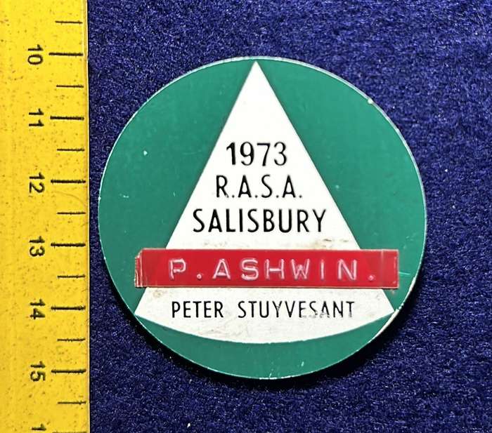Rhodesia Badges General - 1973 RASA SALISBURY - P,ASHWIN - PETER STUYVESANT