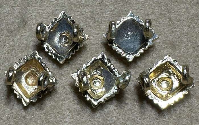 RHODESIA CROWNS AND PIPS - 5 ANNODISED BRASS MESS PIPS