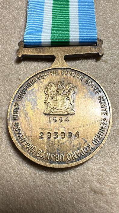 SA Military Decorations & Medals - Unitas Medal 1994 - Full Size - Numbered 285894