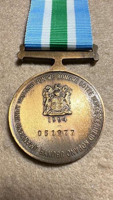 SA Military Decorations & Medals - Unitas Medal 1994 - Full Size - Numbered 051977