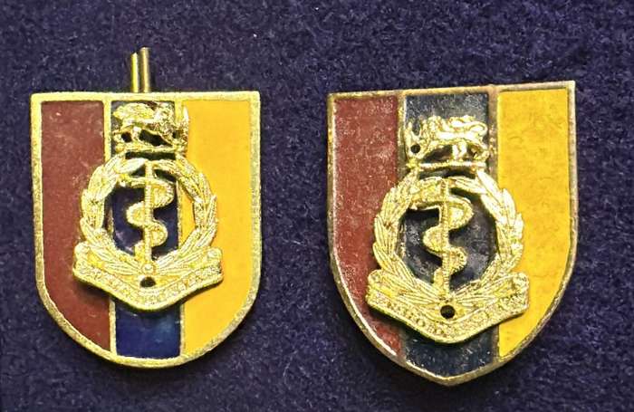 Rhodesian Medical Corps - SET COLLARS MOUNTED ON STEEL ENAMEL FLASHES