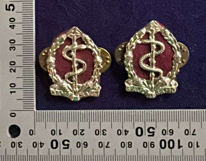 SADF - SAMS Collar Badges with Red Backing Cloth - Set
