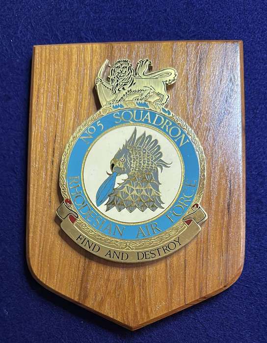 Rhodesian Plaque - RHODESIAN AIR FORCE - NO 5 SQUADRON - FIND AND DESTROY