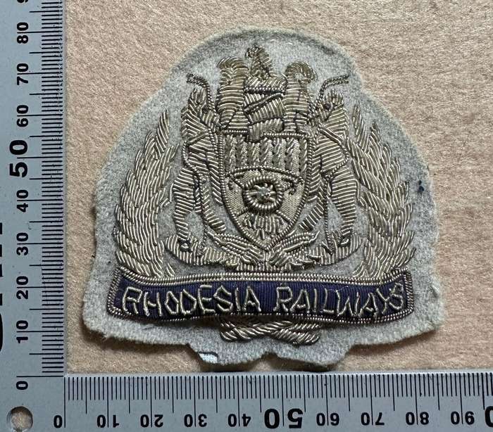 Rhodesian Railways Bullion Silver on Grey Cap Badge