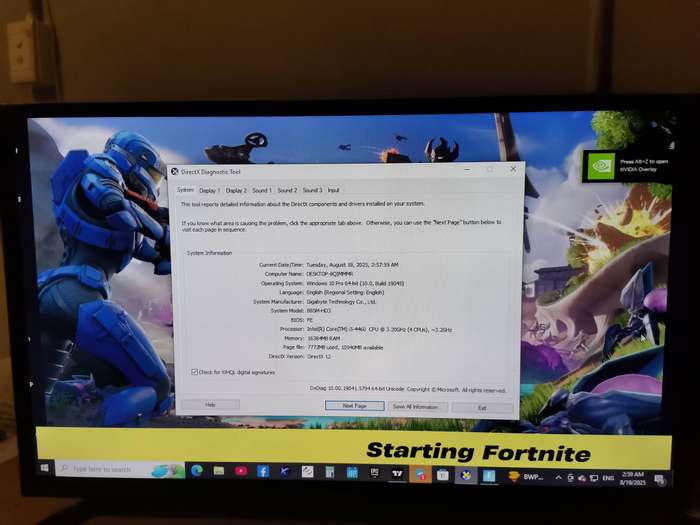 Gigabyte Gaming PC for sale 16GB Ram 250SSD