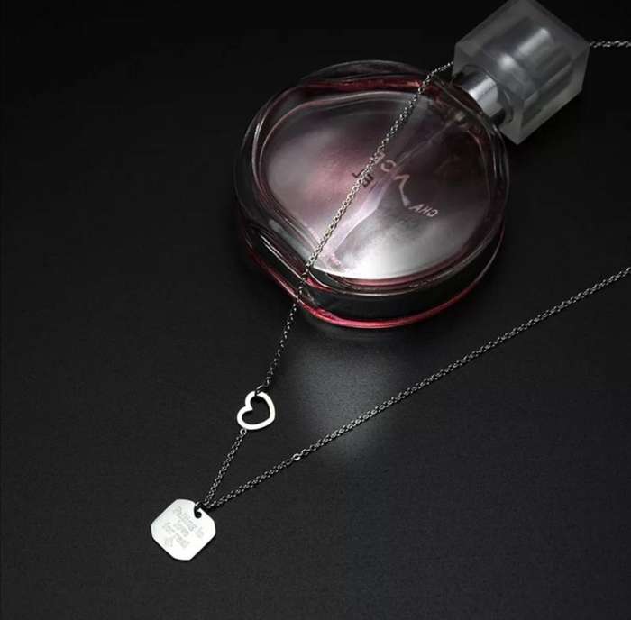 Falling in Love Engraved Geometric Pendant Necklace Stainless Steel  Women's, Ladies,Girls Jewelry