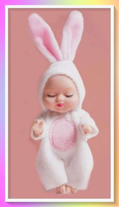 Wondeful sleepy doll with cute white bunny design outfit and surprise gift
