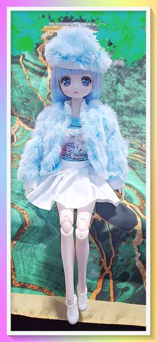 Gorgeous Parisian style faux fur outfit 30cm jointed doll with full outfit and surprise gift