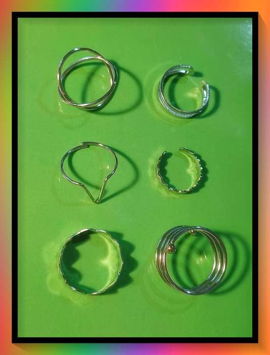 Lovely open size 6 piece knuckle stacking ring set
