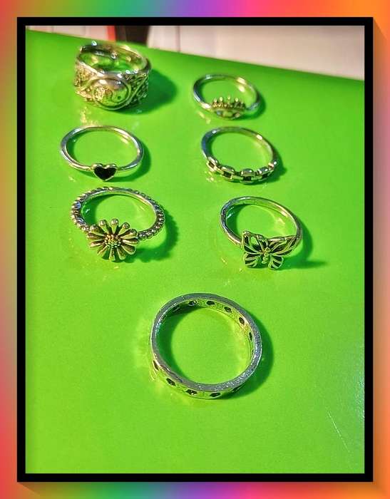 Beautiful butterfly, flower design ring 7 pc set