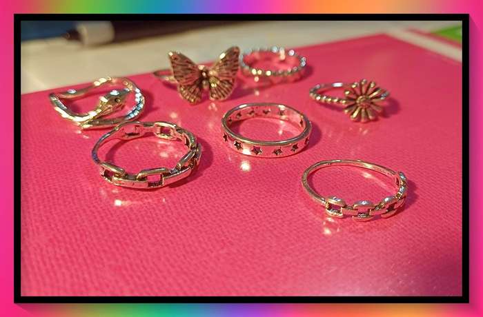 Stunning butterfly flower snake design ring set 7pc