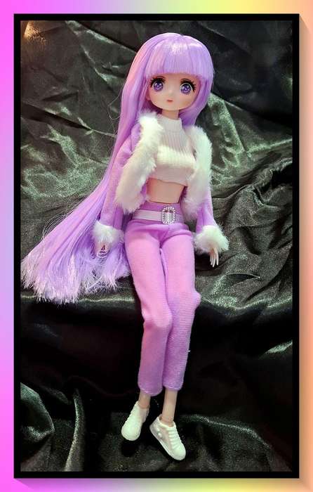 Gorgeous winter chic outfit purple princess anime look doll