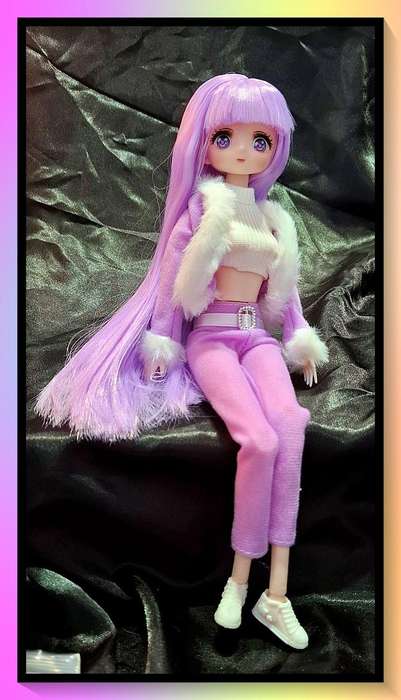 Gorgeous winter chic outfit purple princess anime look doll
