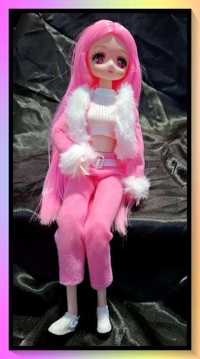 Amazing chic winter outfit pink princess anime style doll