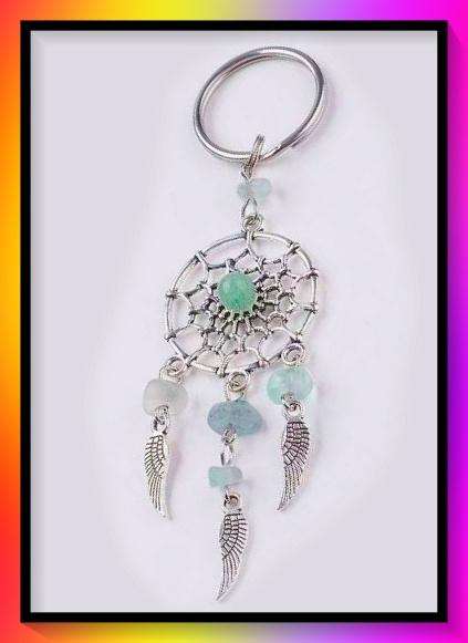 Gorgeous simulated green agate dreamcatcher key chain