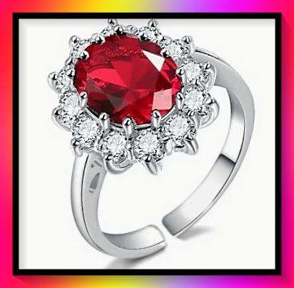 Rose Red one size zircon simulant engagement style ring