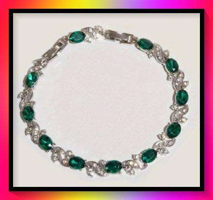 Delicate Elegant Crystal Leaf Chain Bracelet Green