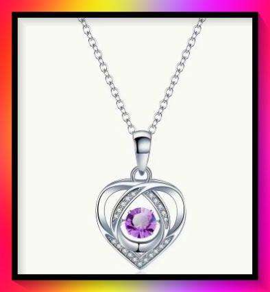 Elegant Purple Rhinestone Heart Pendant Necklace