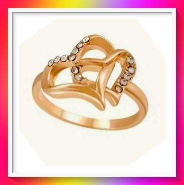 Amazing Double Heart Hollow Love Proposal Artificial Diamond Ring size 6