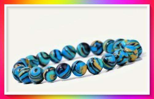Amazing Handmade Synthetic Deep Blue Malachite Bracelet 8mm beads 18cm