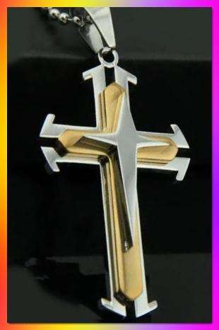 Goldtone Cross Pendant Chain Necklace