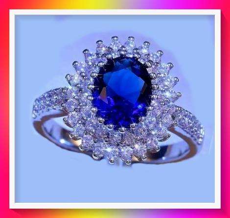 Gorgeous Shiny Blue faux Zirconia Ring S7