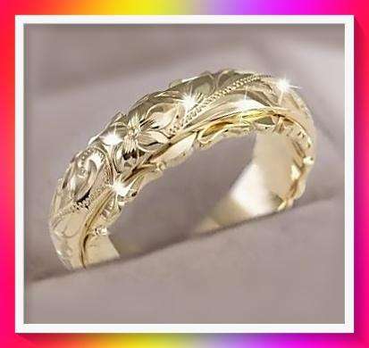 Elegant Carved Flower Pattern Ring S11