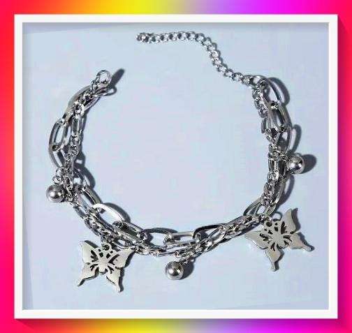 Beautiful Stainless Steel butterfly design layered bracelet