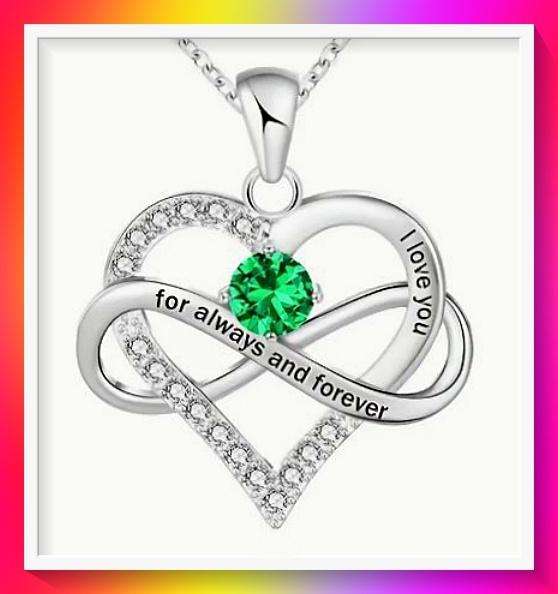 Beautiful Emerald Green Birthstone Heart-shaped Pendant Necklace