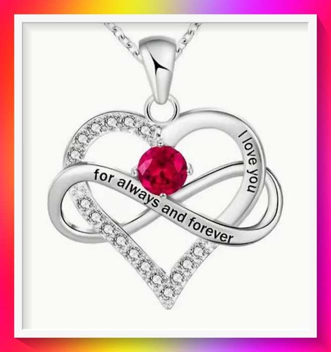 Stunning  Rose Red Birthstone Heart-shaped Pendant Necklace