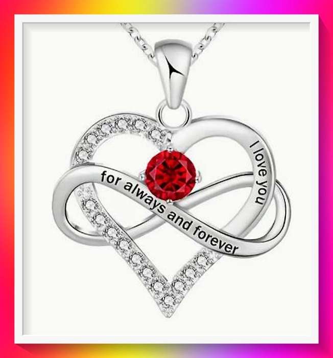 Beautiful Deep Red Birthstone Heart-shaped Pendant Necklace
