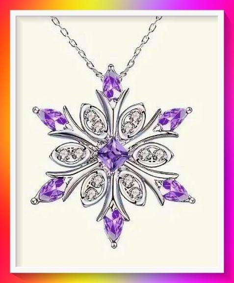Elegant Purple Snowflake design Pendant Necklace