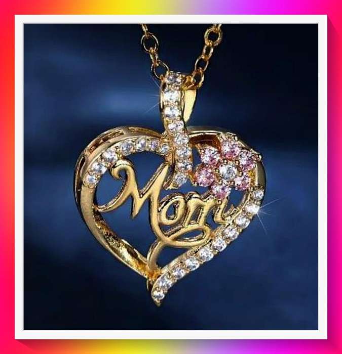 Lovely Rhinestone Mom Letter Pendant Necklace