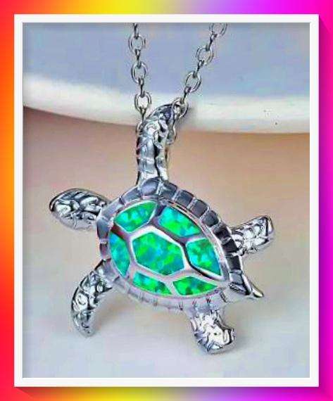 Enchanting Green Enamel Turtle Pendant Necklace