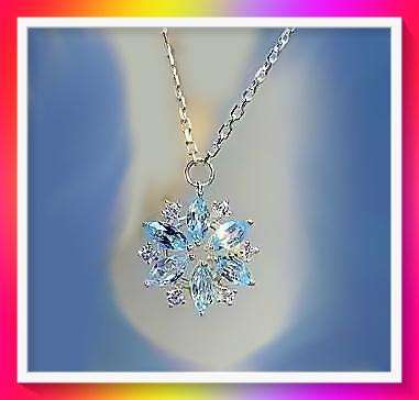 Stunning Sky Blue Snowflake Collarbone Necklace