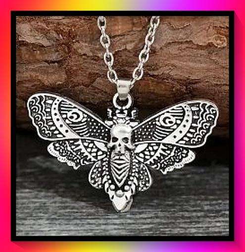 Lovely steampunk look Plated Moth Skull Pendant Necklace
