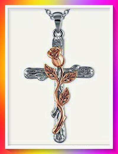 Lovely Cross design floral twist Pendant Necklace